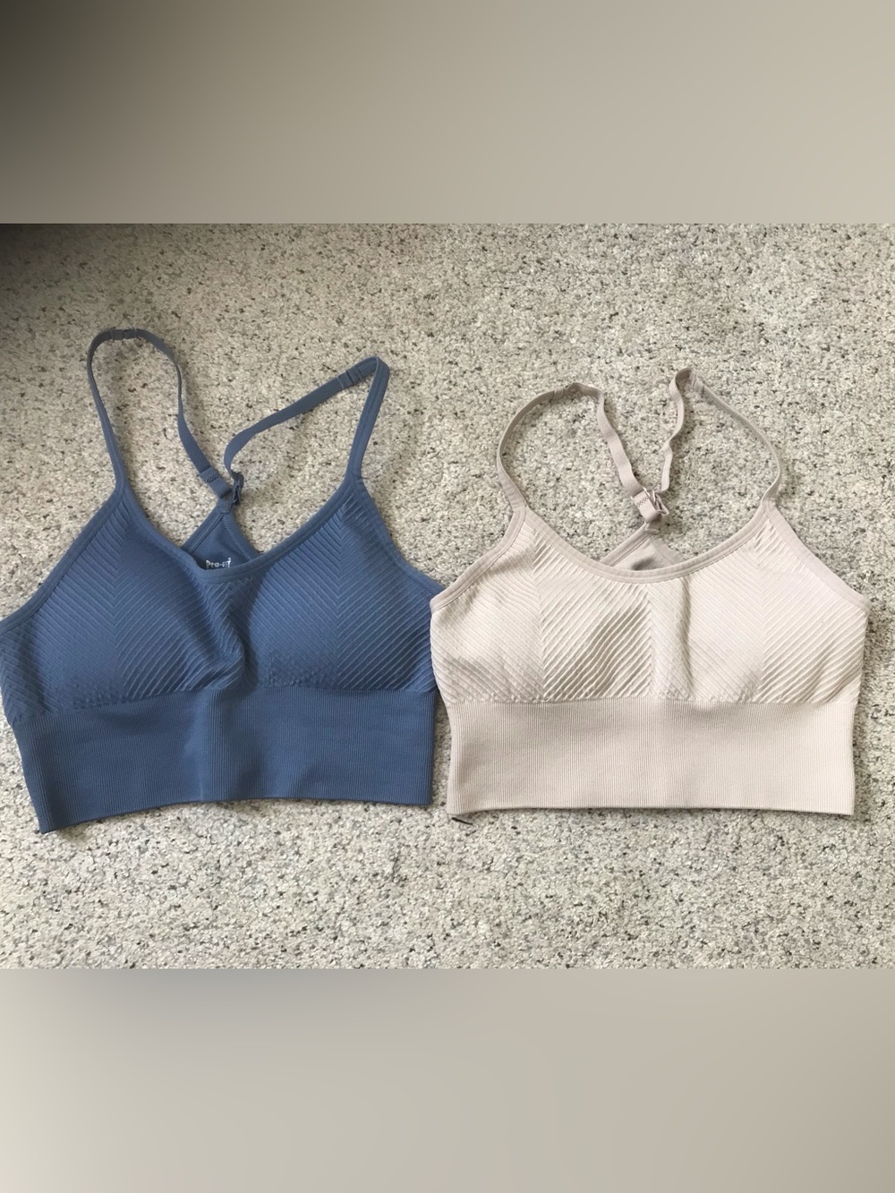 Pro-fit Ribbed Bralette - Blue and Beige